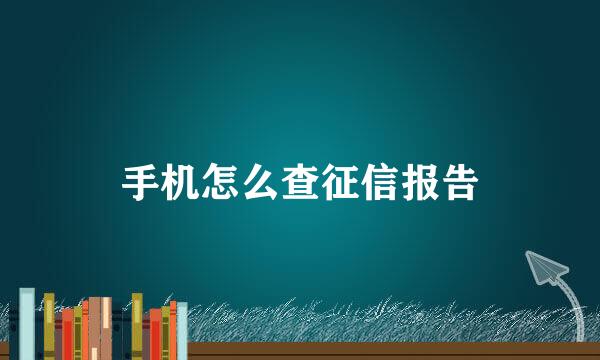 手机怎么查征信报告