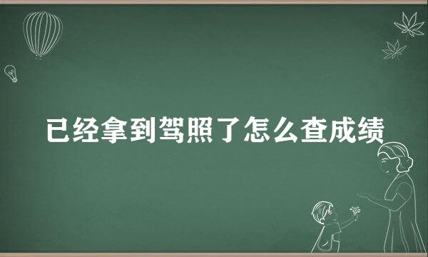 已经拿到驾照了怎么查成绩
