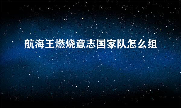 航海王燃烧意志国家队怎么组