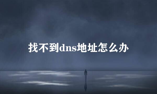 找不到dns地址怎么办