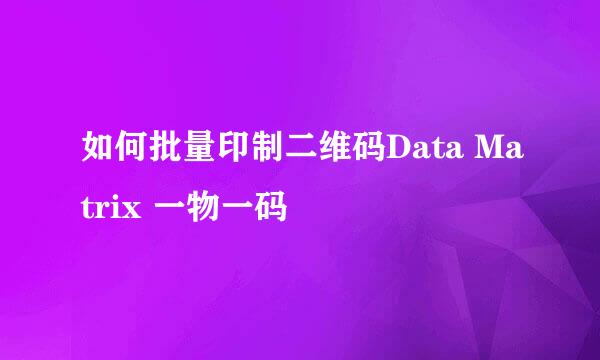 如何批量印制二维码Data Matrix 一物一码