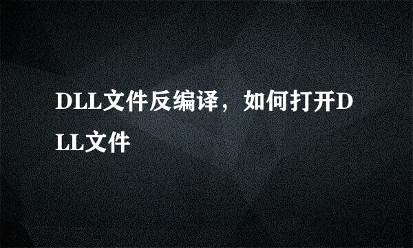 DLL文件反编译，如何打开DLL文件