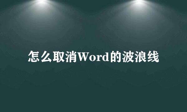 怎么取消Word的波浪线
