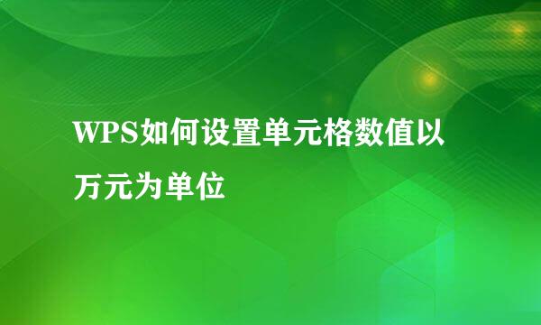 WPS如何设置单元格数值以万元为单位