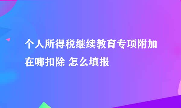 个人所得税继续教育专项附加在哪扣除 怎么填报