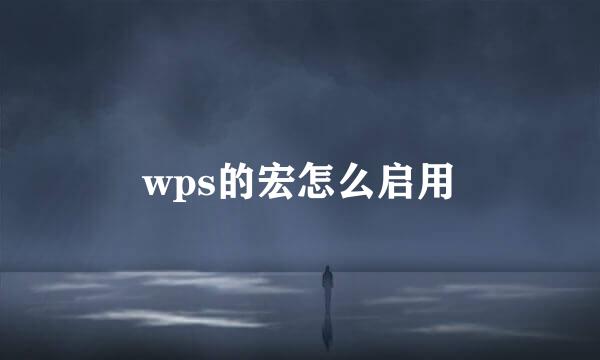 wps的宏怎么启用