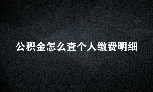 公积金怎么查个人缴费明细