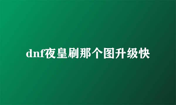 dnf夜皇刷那个图升级快