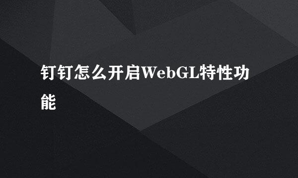 钉钉怎么开启WebGL特性功能