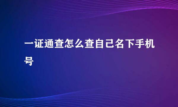 一证通查怎么查自己名下手机号