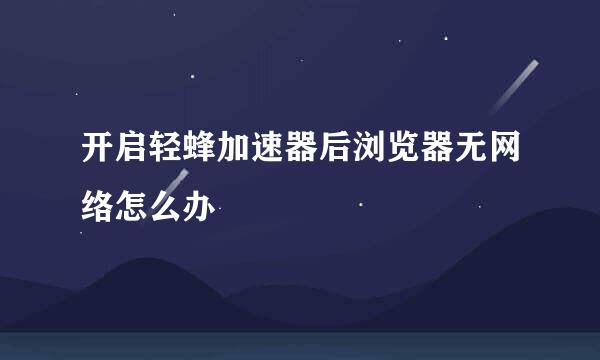 开启轻蜂加速器后浏览器无网络怎么办