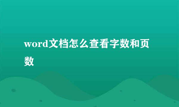 word文档怎么查看字数和页数