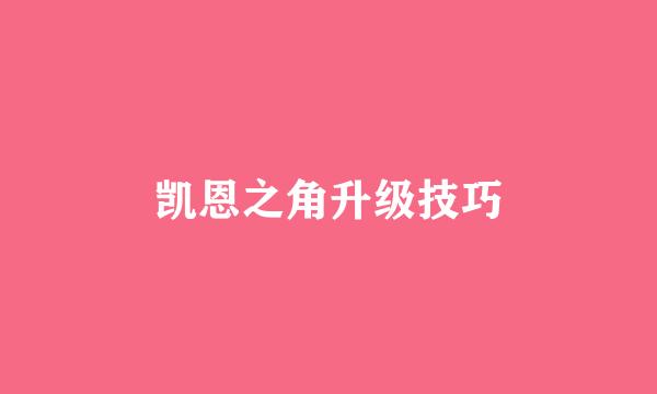 凯恩之角升级技巧