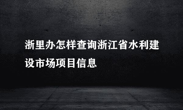 浙里办怎样查询浙江省水利建设市场项目信息