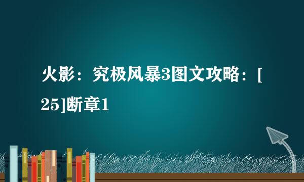 火影：究极风暴3图文攻略：[25]断章1
