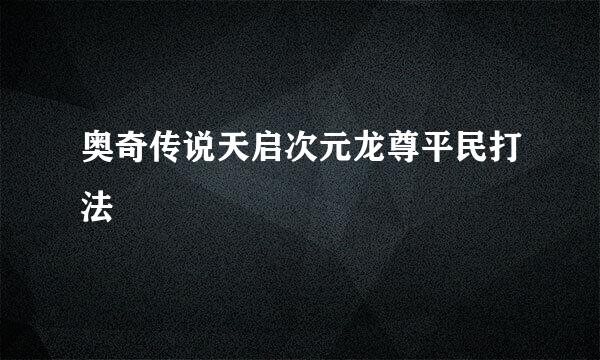奥奇传说天启次元龙尊平民打法