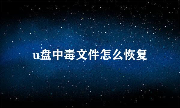 u盘中毒文件怎么恢复