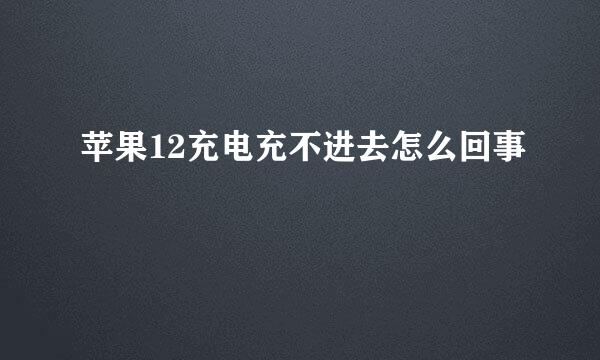 苹果12充电充不进去怎么回事