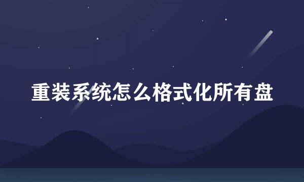 重装系统怎么格式化所有盘