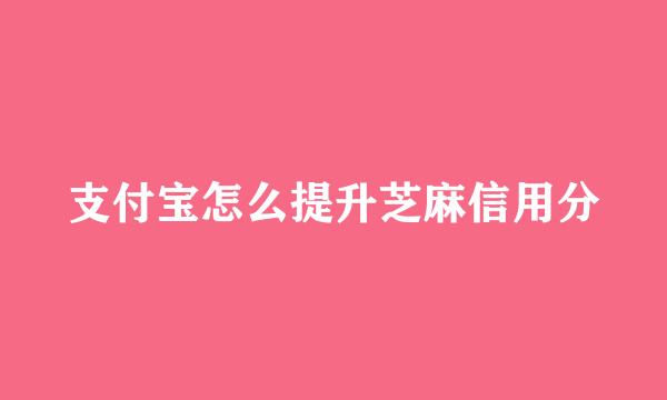 支付宝怎么提升芝麻信用分