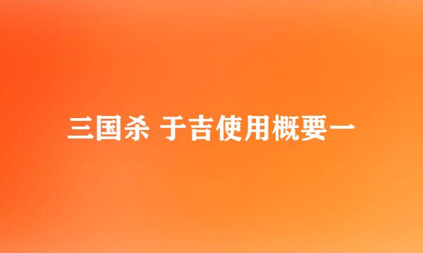 三国杀 于吉使用概要一
