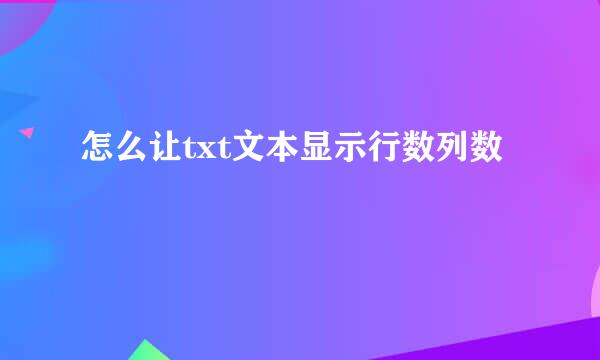 怎么让txt文本显示行数列数