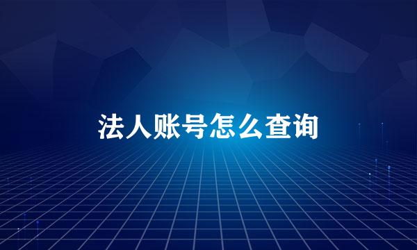 法人账号怎么查询