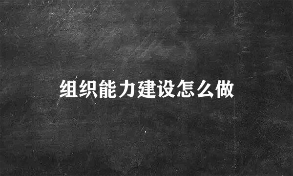 组织能力建设怎么做