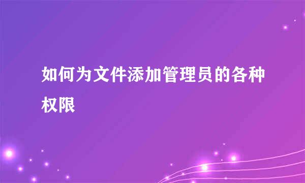 如何为文件添加管理员的各种权限