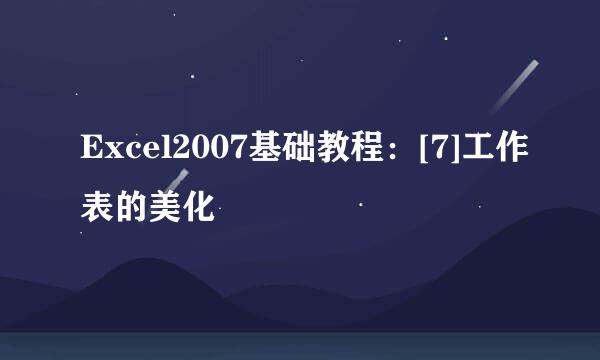 Excel2007基础教程：[7]工作表的美化