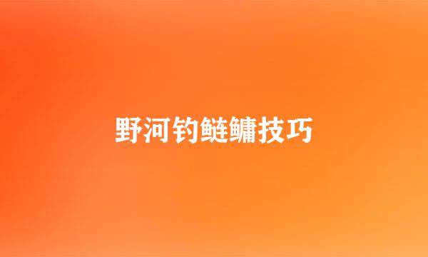 野河钓鲢鳙技巧