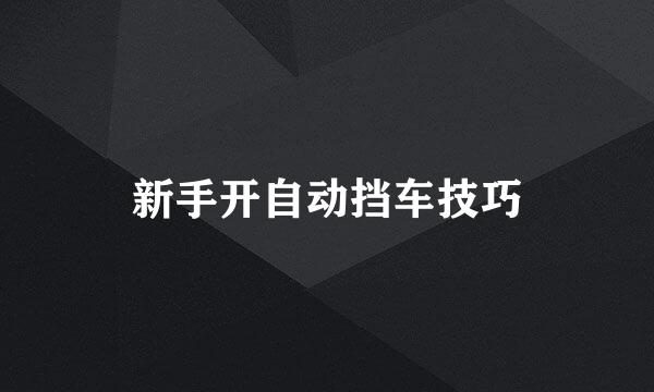 新手开自动挡车技巧