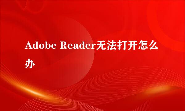 Adobe Reader无法打开怎么办