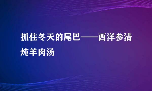 抓住冬天的尾巴——西洋参清炖羊肉汤