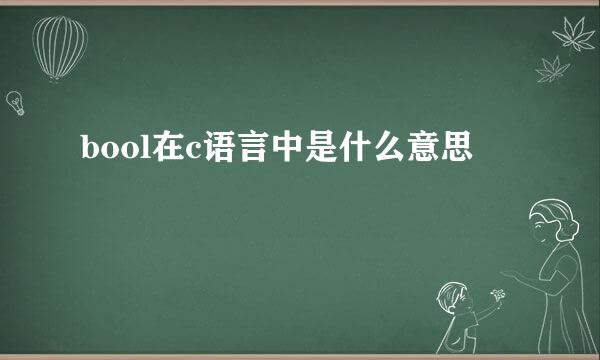 bool在c语言中是什么意思