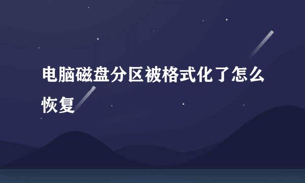 电脑磁盘分区被格式化了怎么恢复