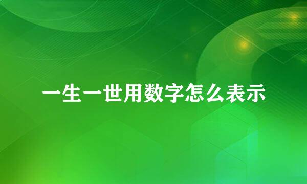 一生一世用数字怎么表示
