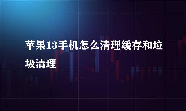 苹果13手机怎么清理缓存和垃圾清理