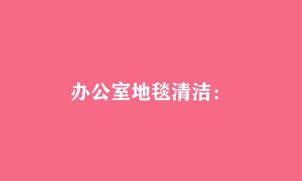 办公室地毯清洁：