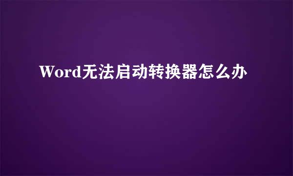 Word无法启动转换器怎么办