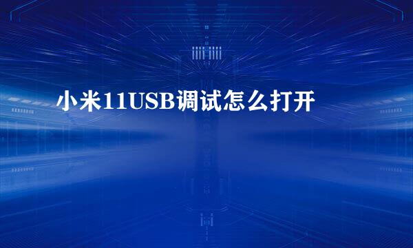 小米11USB调试怎么打开