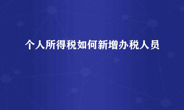 个人所得税如何新增办税人员