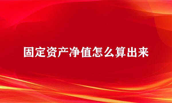固定资产净值怎么算出来
