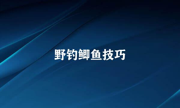 野钓鲫鱼技巧