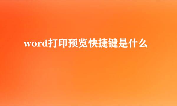 word打印预览快捷键是什么