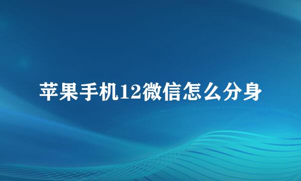 苹果手机12微信怎么分身