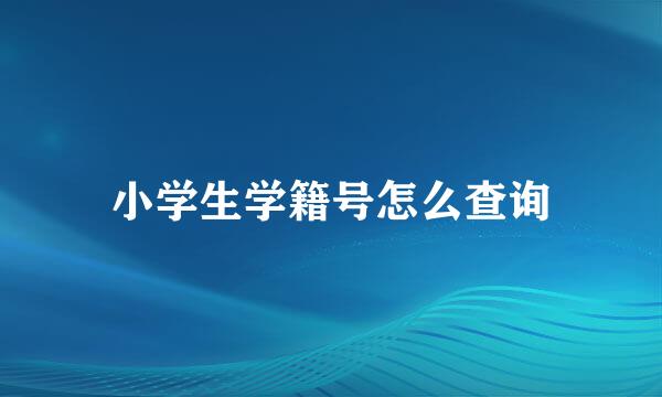 小学生学籍号怎么查询