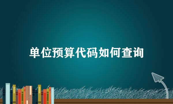 单位预算代码如何查询