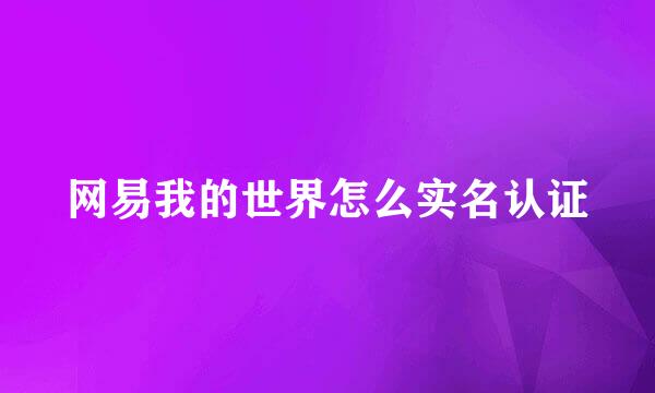 网易我的世界怎么实名认证