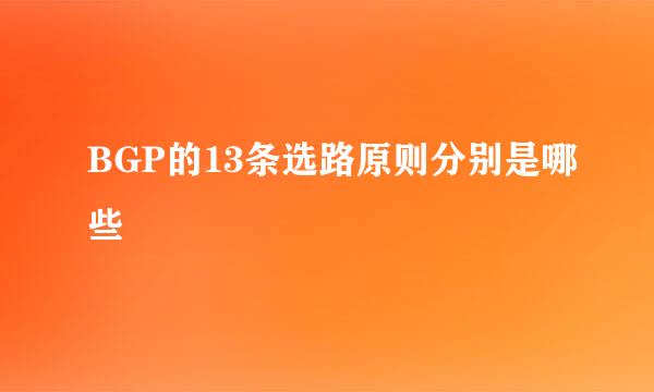 BGP的13条选路原则分别是哪些